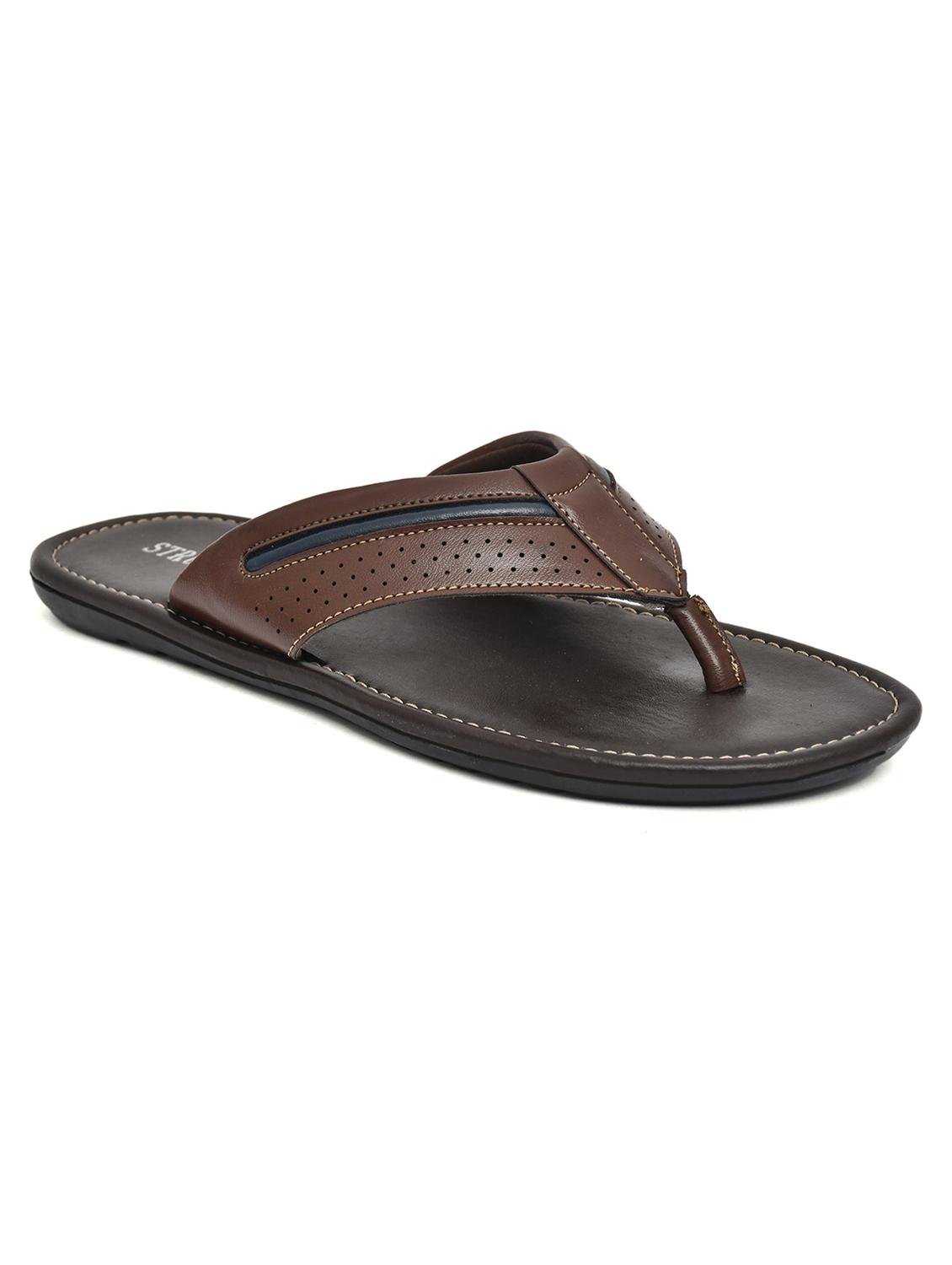 brown leatherette slip on sandals - 21367504 - Zoom Image - 0