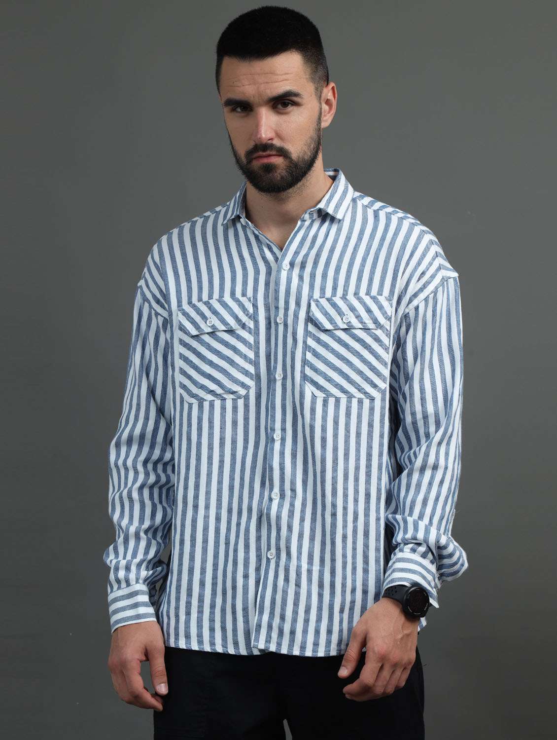 men striped cotton casual shirt