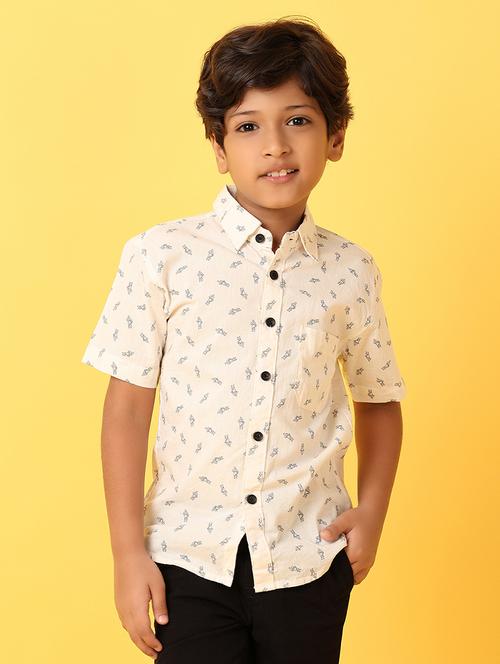 boys beige printed shirt - 21368271 -  Standard Image - 0