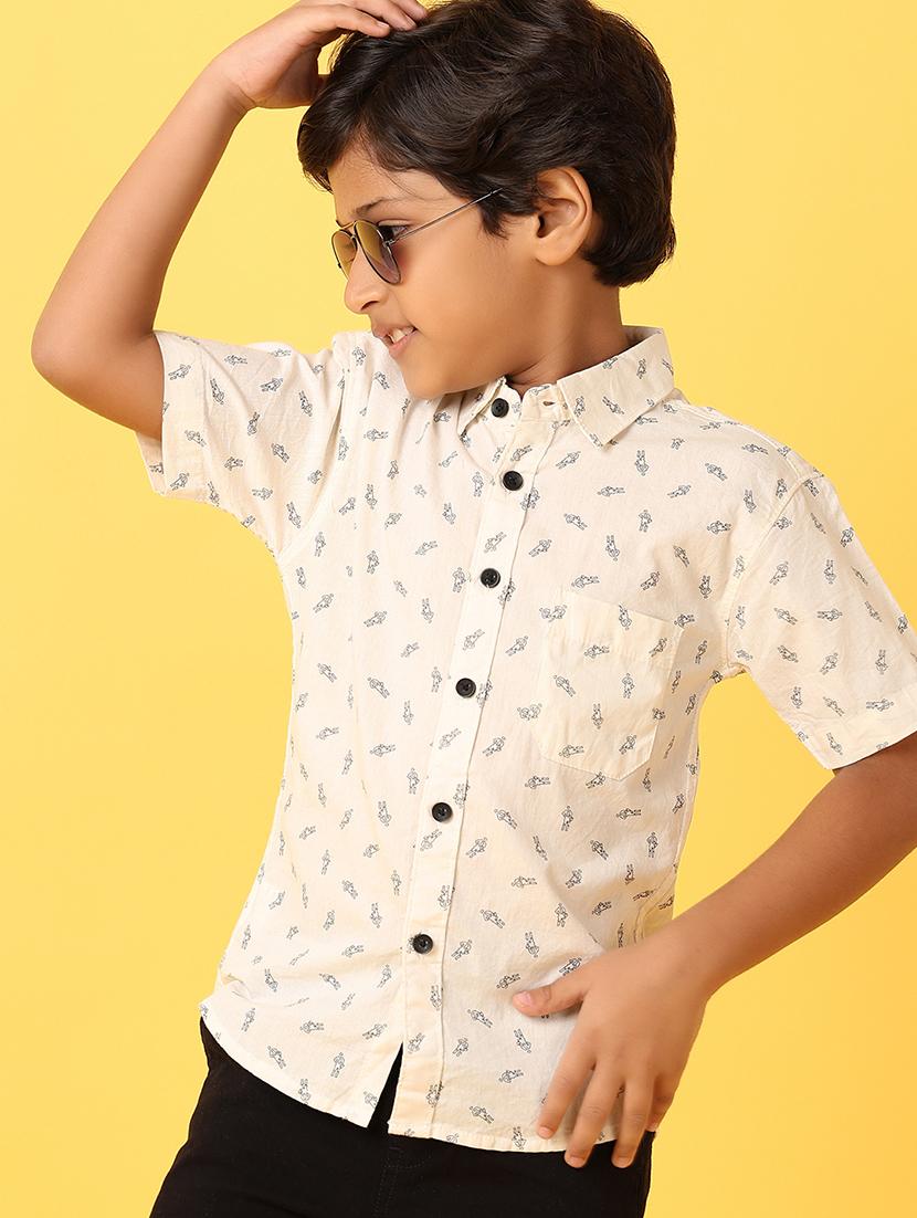 boys beige printed shirt - 21368271 - Standard Image - 3