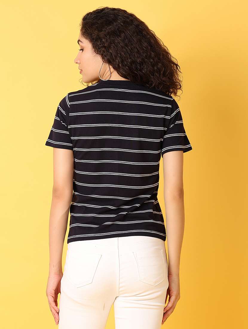 women striped round neck t-shirt - 21368307 -  Standard Image - 3