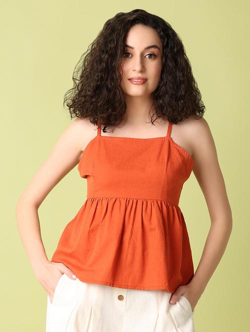 women rust solids flared top - 21368314 - Standard Image - 0