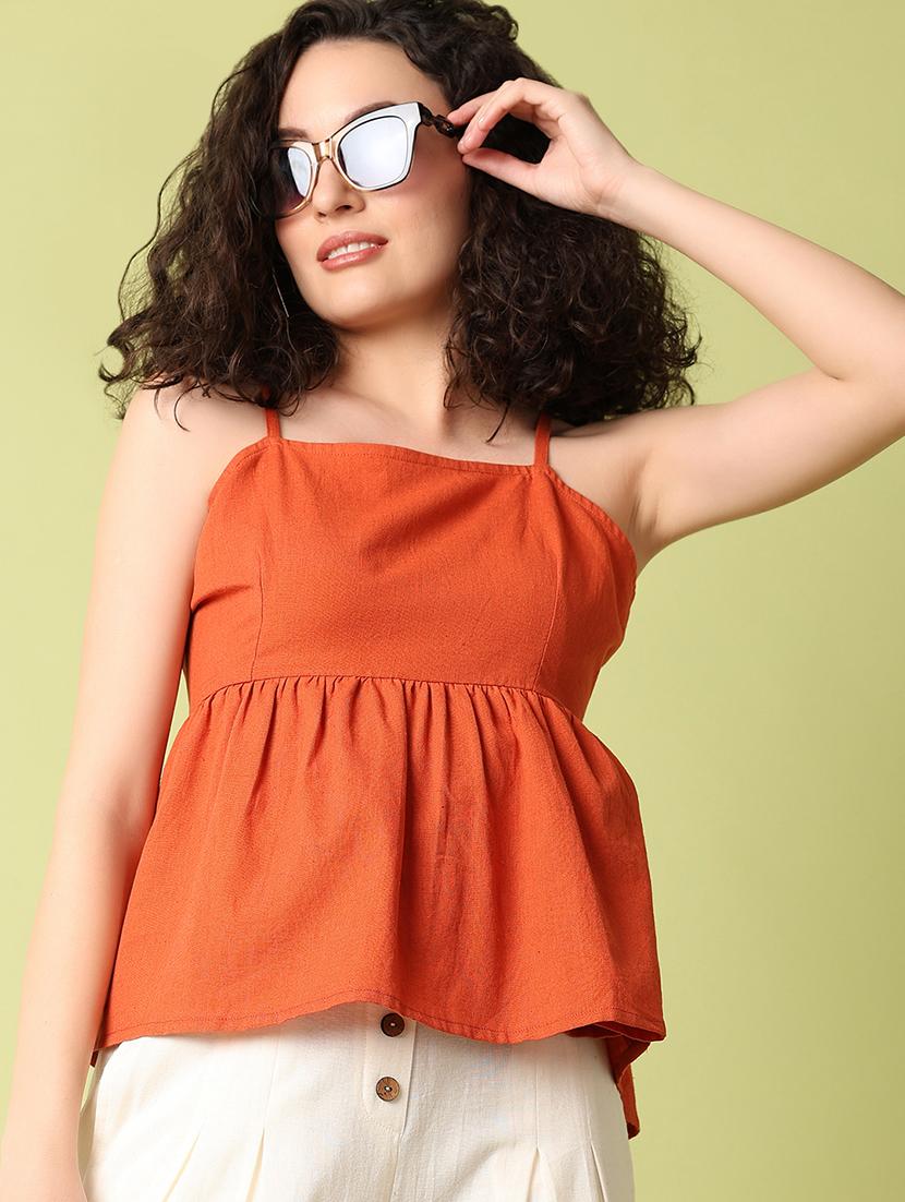 women rust solids flared top - 21368314 - Standard Image - 3