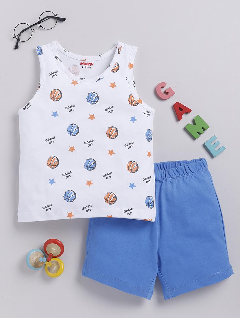 boys round neck printed shorts set - 21368449 -  Zoom Image - 0