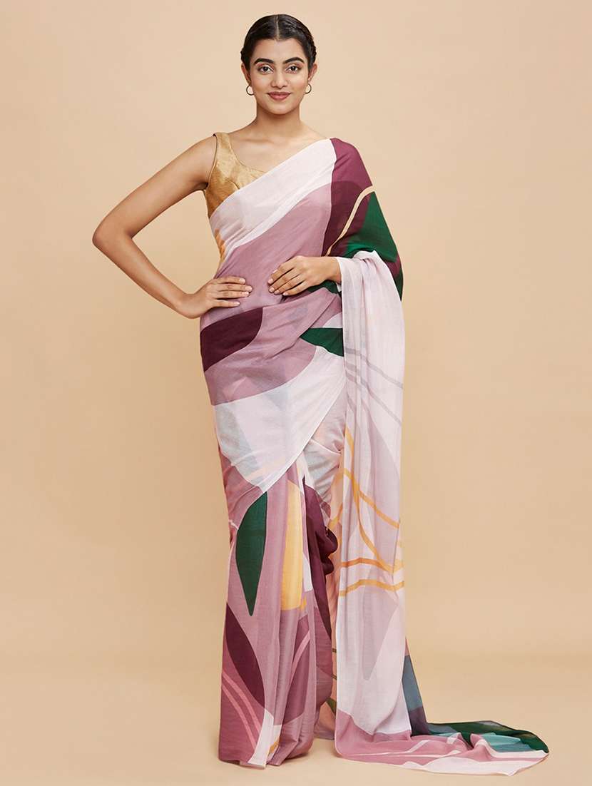 women printed saree with blouse