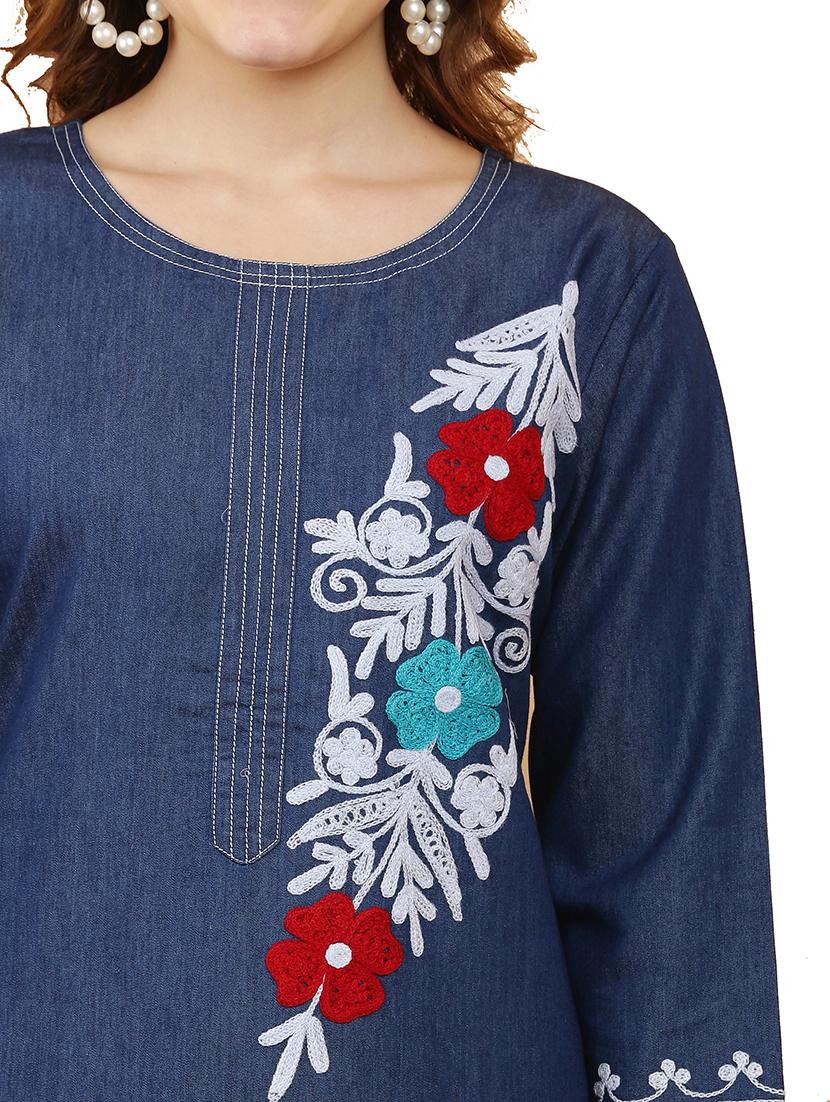 women three quarter sleeve straight kurta - 21368818 - Standard Image - 3