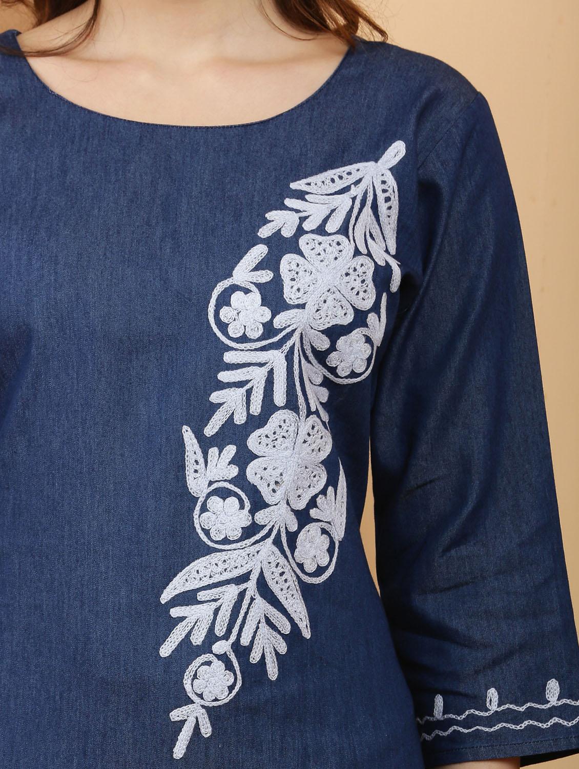 women three quarter sleeve straight kurta - 21368819 - Standard Image - 3