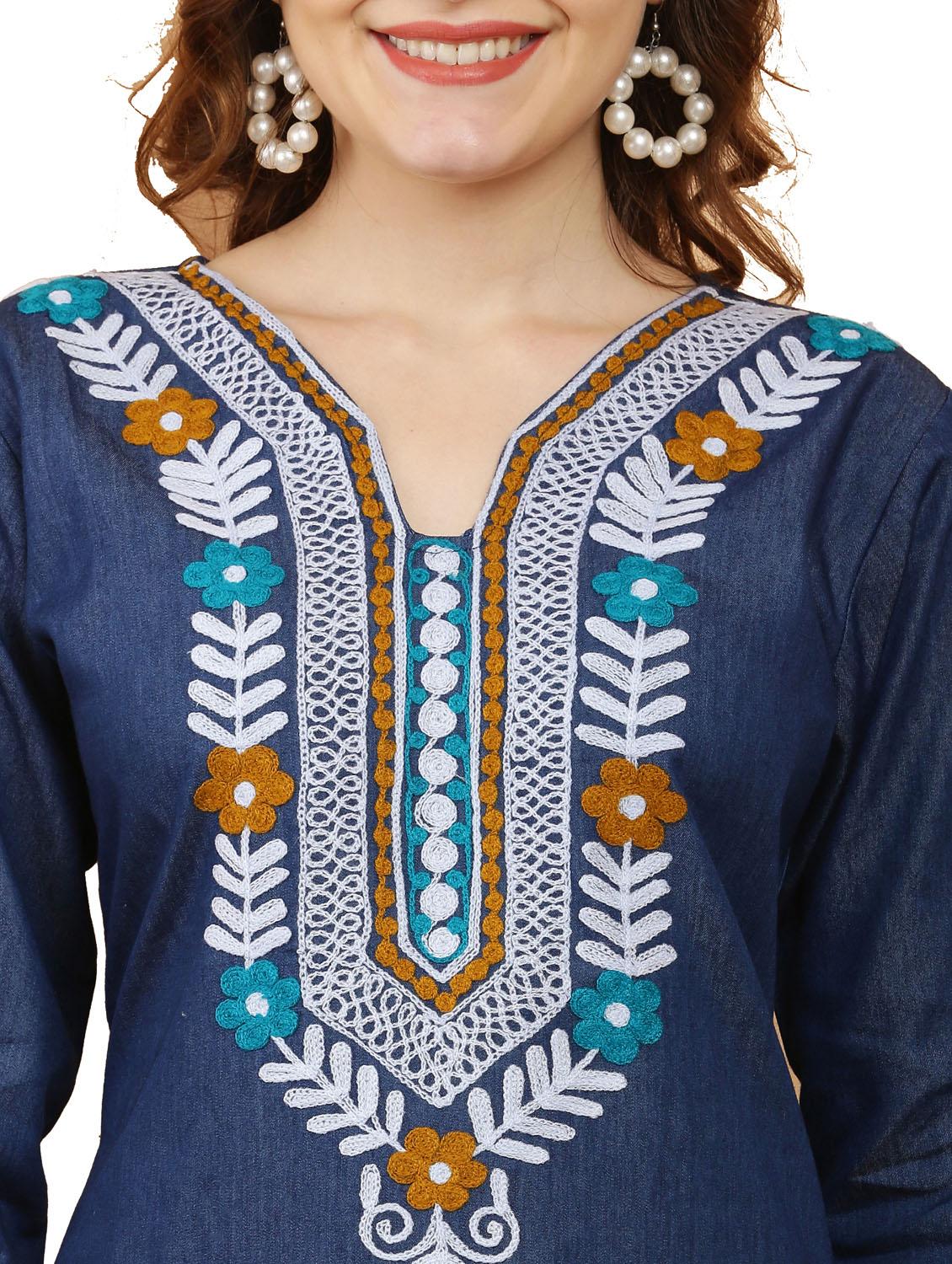 women three quarter sleeve straight kurta - 21368821 - Standard Image - 3