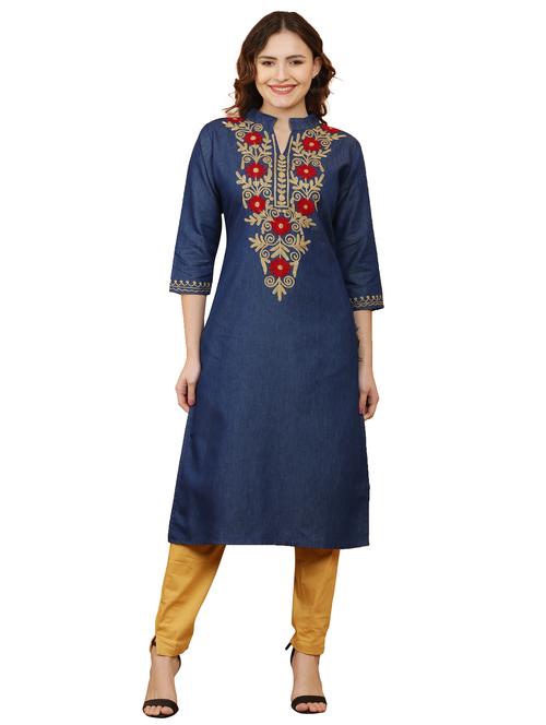 women three quarter sleeve straight kurta - 21368823 - Standard Image - 0