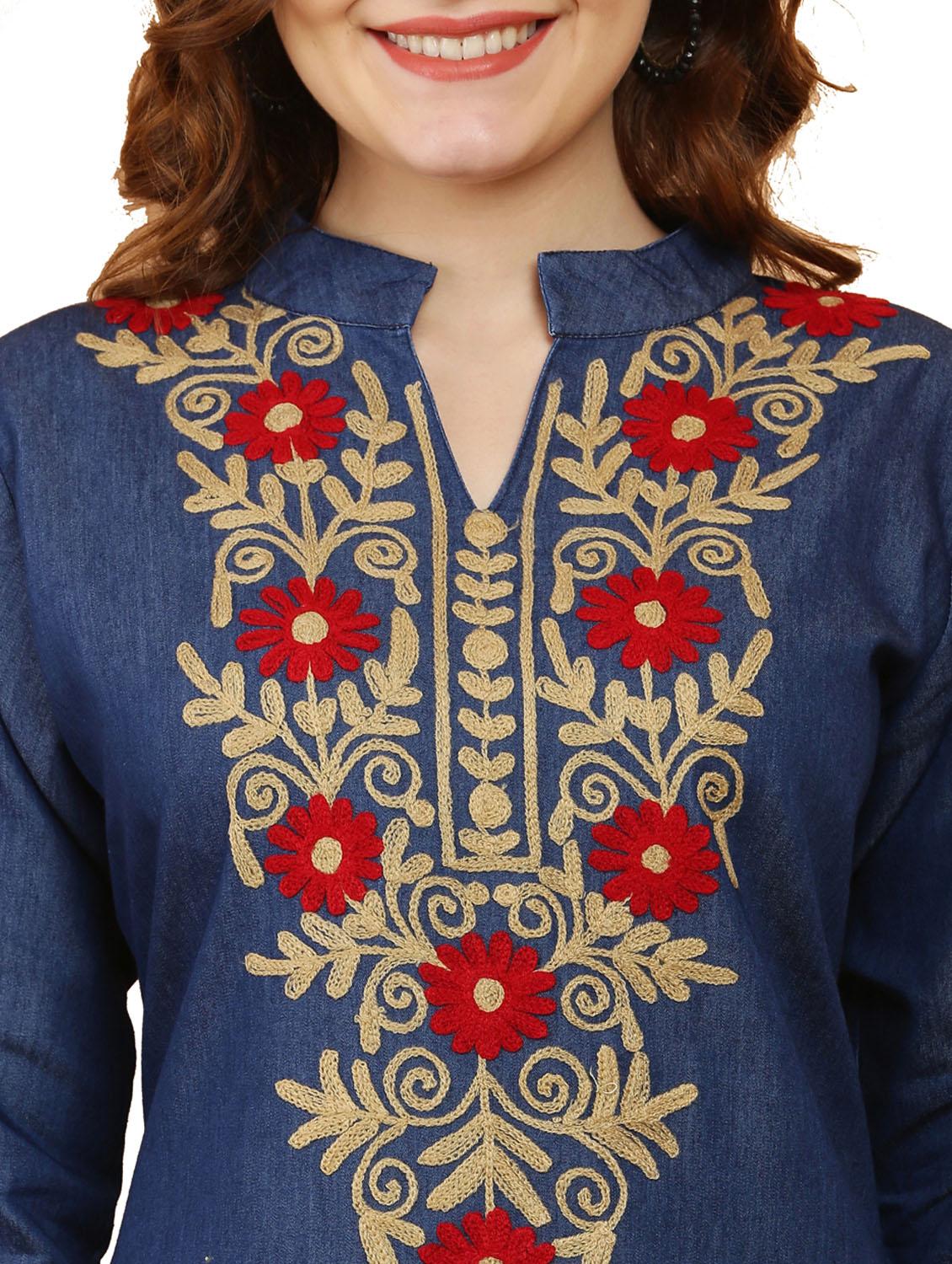 women three quarter sleeve straight kurta - 21368823 - Standard Image - 3