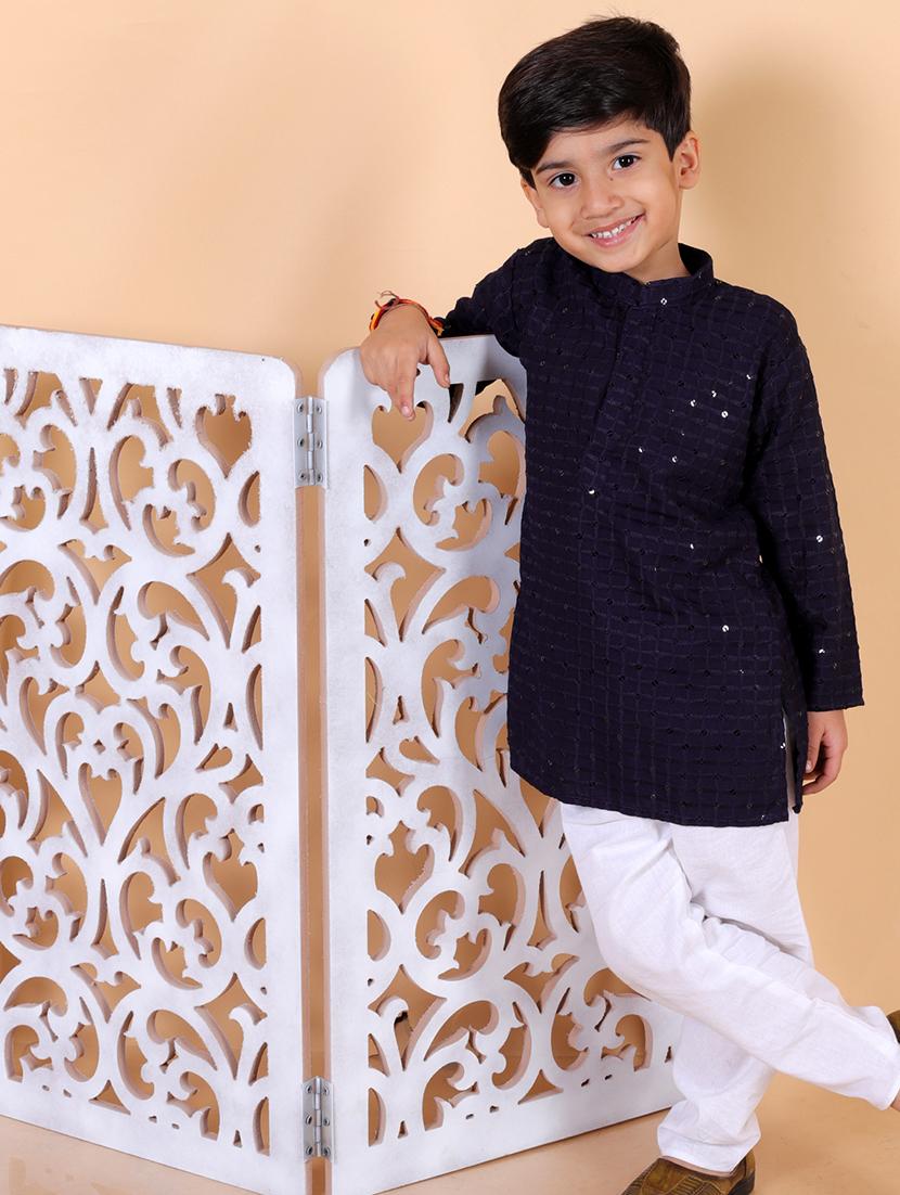 boys embroidered kurta pajama set - 21368902 -  Zoom Image - 0