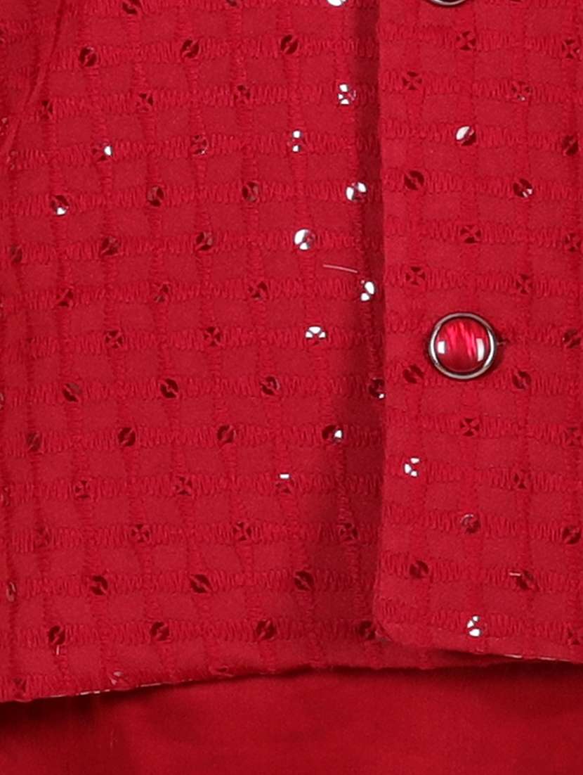 boys mandarin neck sequined kurta pyjama set with nehri jacket - 21368910 - Standard Image - 5