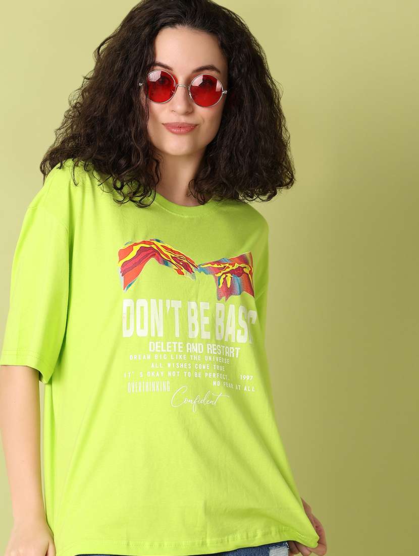 women neon round neck regular t-shirt - 21369051 -  Standard Image - 3