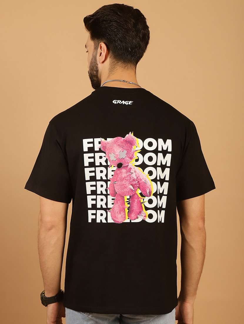 men round neck back print t-shirt - 21369581 -  Zoom Image - 0