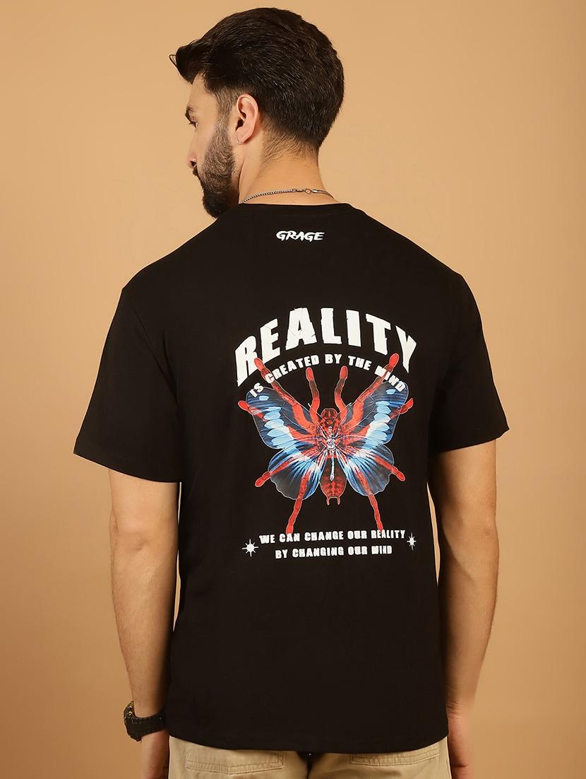 men round neck back print t-shirt