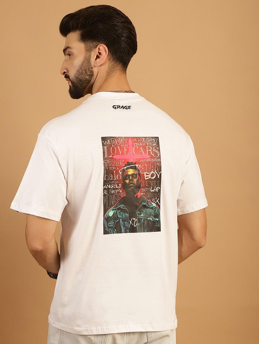 men round neck back print t-shirt