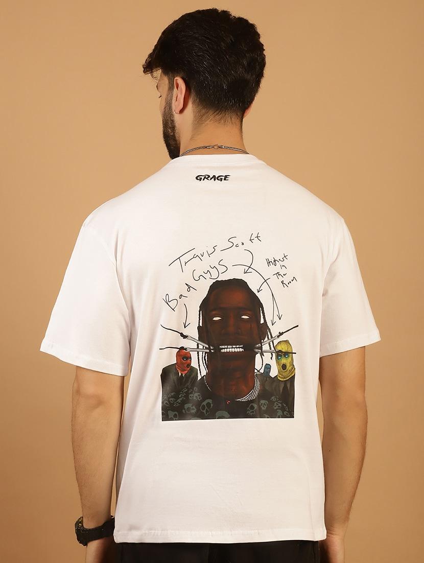 men round neck back print t-shirt - 21369595 -  Zoom Image - 0