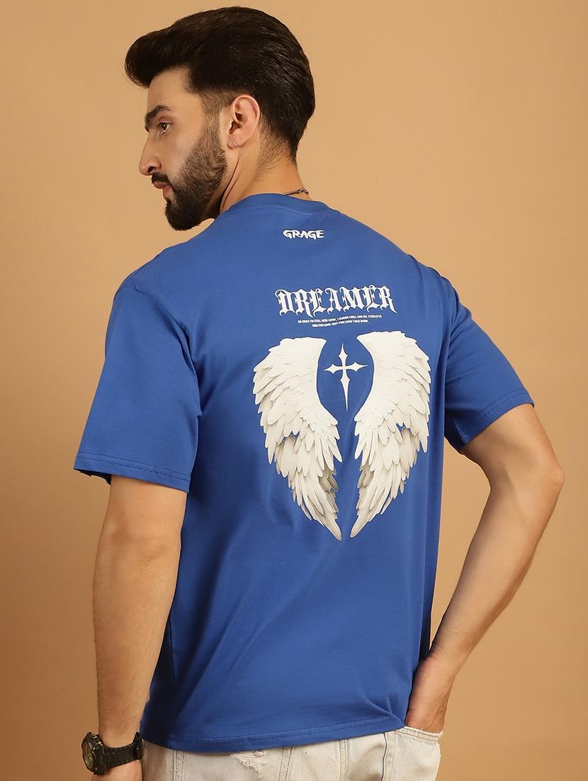 men round neck back print t-shirt