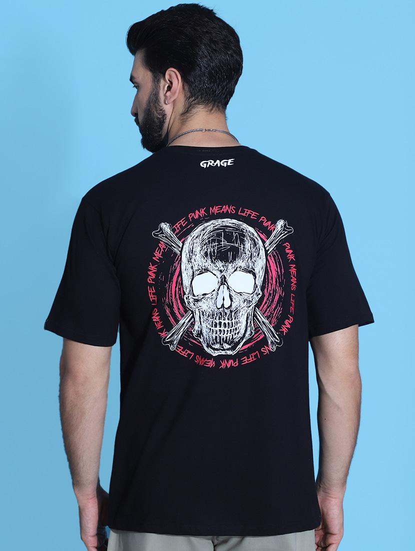 men round neck back print t-shirt