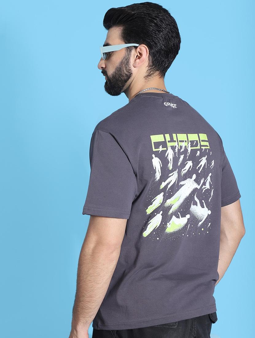 men round neck back print t-shirt