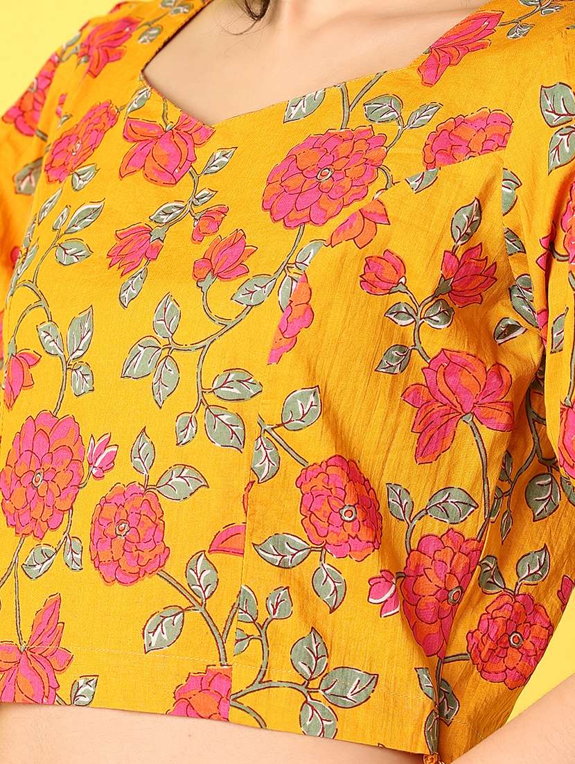 women mustrad florals printed crop top - 21369679 -  Standard Image - 5