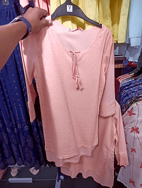 peach rayon kurti - 21369686 - Standard Image - 0