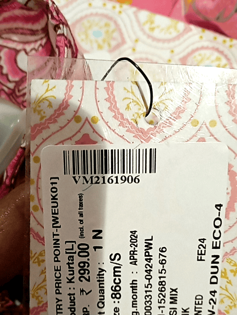 light pink cambric kurta - 21369692 - Zoom Image - 0