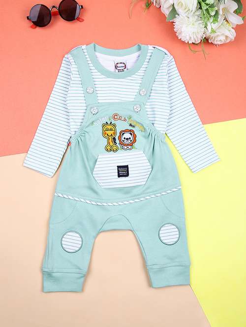 boys printed long sleeves t-shirt & dungaree set - 21369751 -  Standard Image - 0