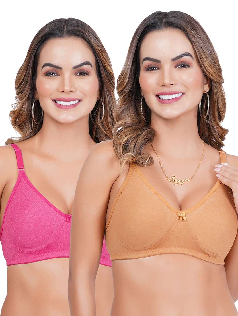 women pack of 2 solid regular bra