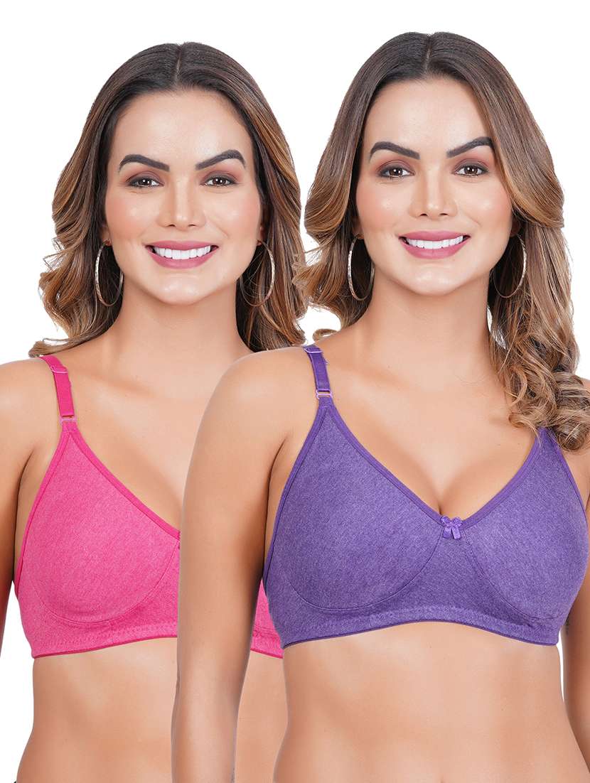 women pack of 2 solid regular bra
