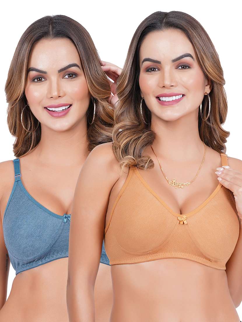 women pack of 2 solid regular bra