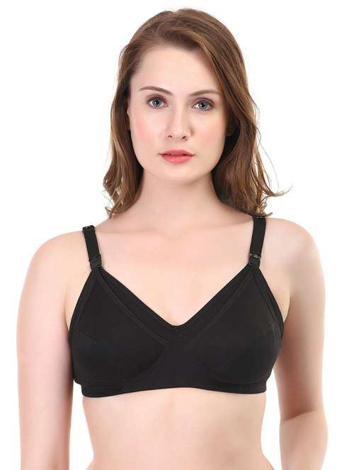 black cotton blend maternitynursing bra - 21369953 -  Standard Image - 0