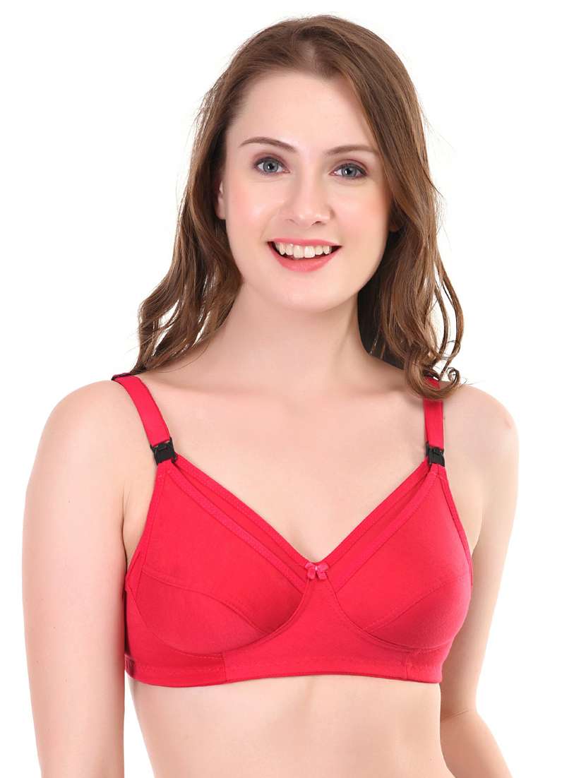 red cotton blend maternitynursing bra