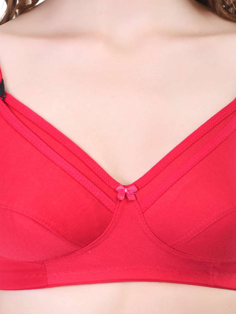 red cotton blend maternitynursing bra - 21369954 -  Standard Image - 3