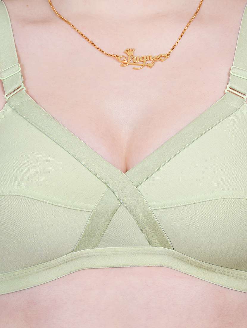 women's solid cotton blend regular bra - 21369967 - Standard Image - 3