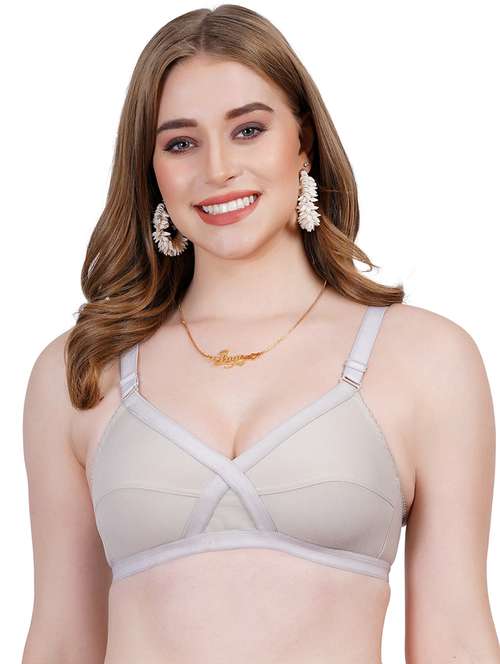 grey cotton blend regular bra - 21369969 -  Standard Image - 0