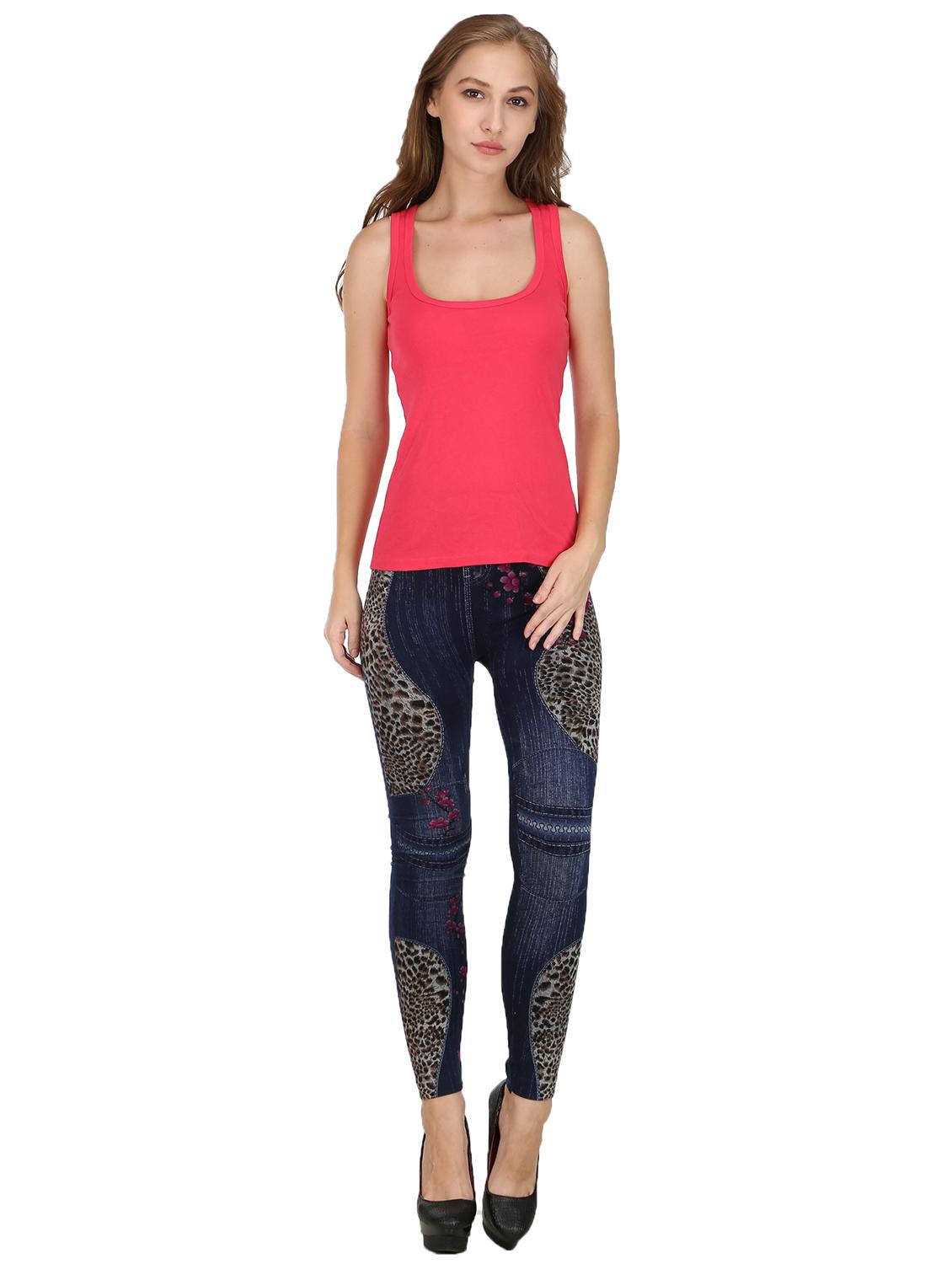 women blue floral printed jegging - 21370075 - Standard Image - 3