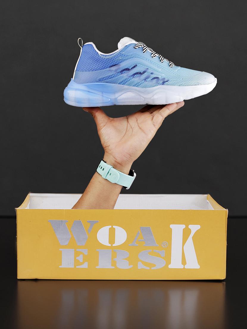 blue synthetic lace up sneakers - 21370083 - Standard Image - 5