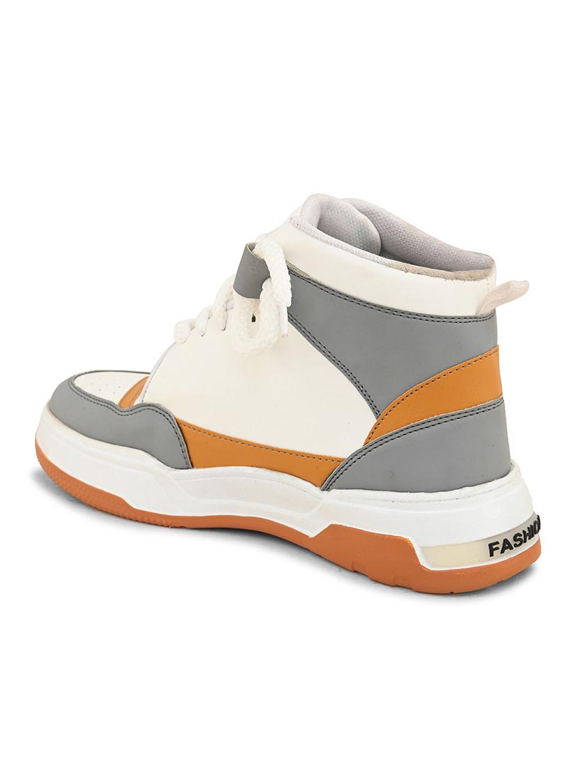 white synthetic lace up sneakers - 21370084 - Standard Image - 3