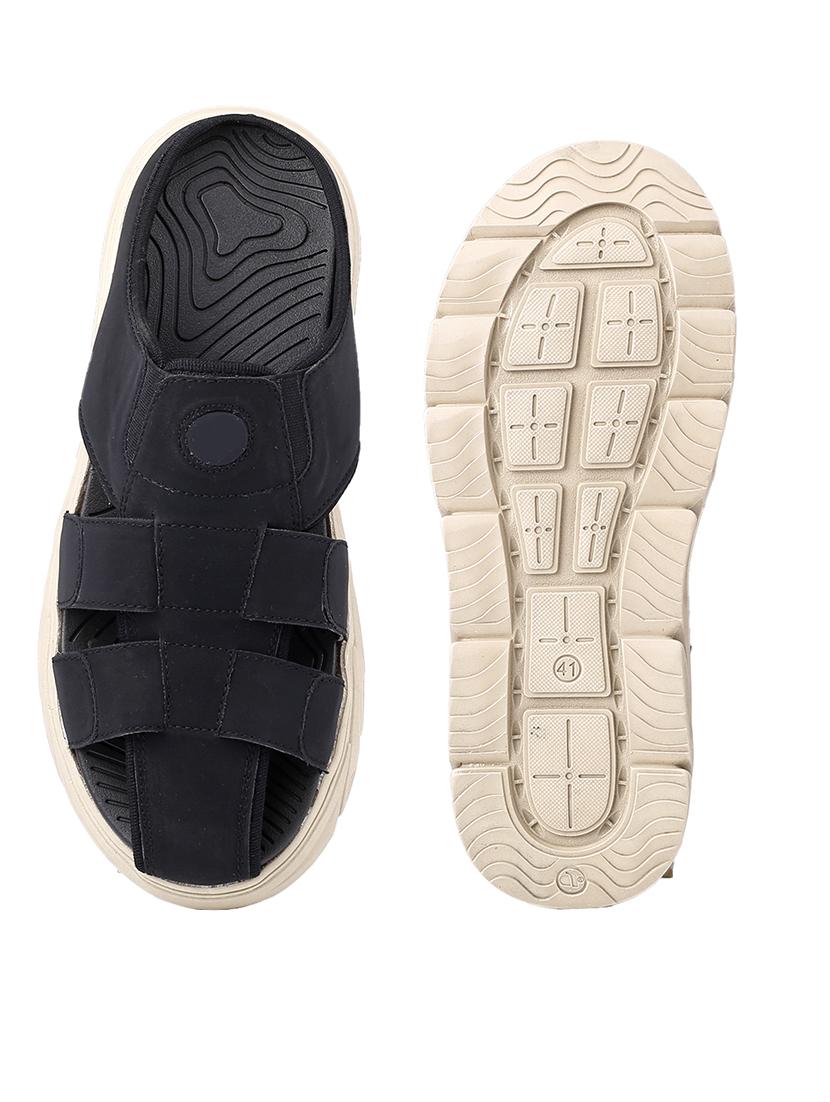 men black slip on sandal - 21370090 - Standard Image - 5