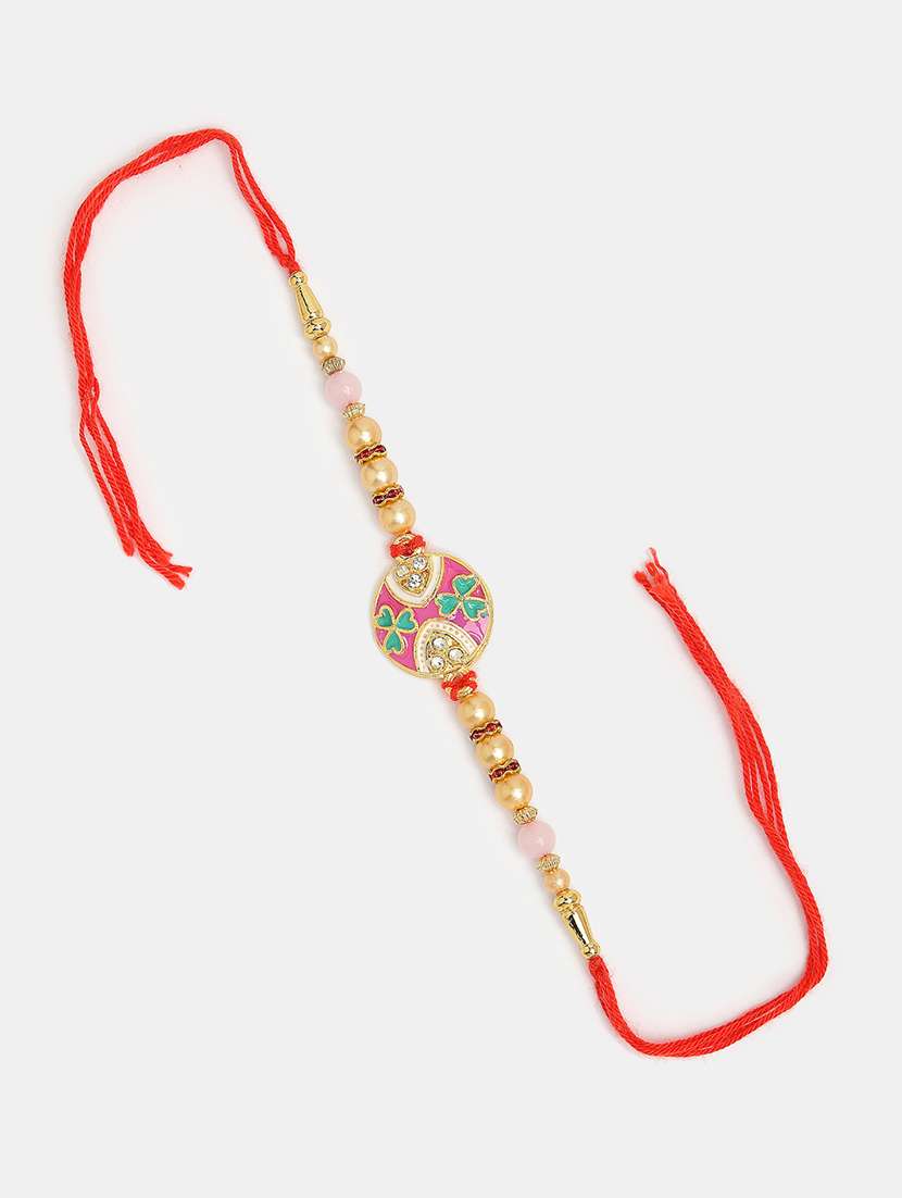 set of 2 stone-studded rakhi set with roli chawal - 21370166 - Standard Image - 3