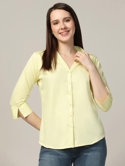 women shirt collar solid regular shirt - 21370637 - Standard Image - 0