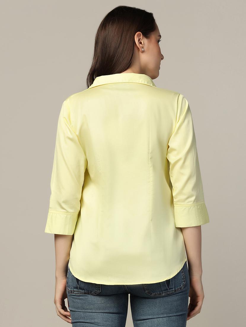 women shirt collar solid regular shirt - 21370637 - Standard Image - 3