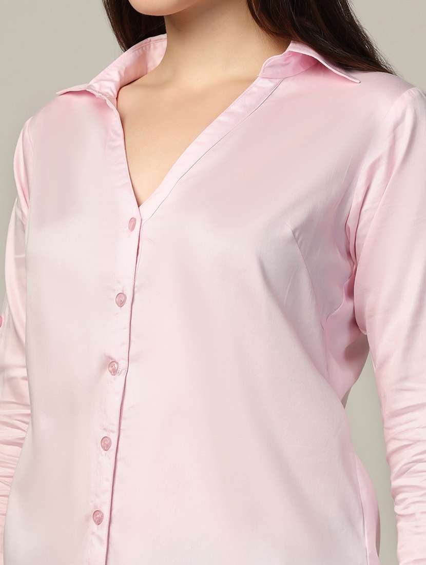 women shirt collar solid regular shirt - 21370638 - Standard Image - 5
