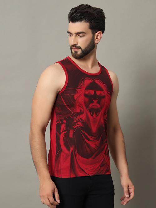 men sleeveless front print t-shirt - 21370658 - Standard Image - 0