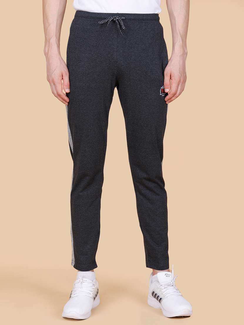 men mid rise side striped ankle length track pant