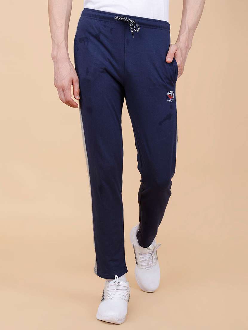 men mid rise side striped ankle length track pant