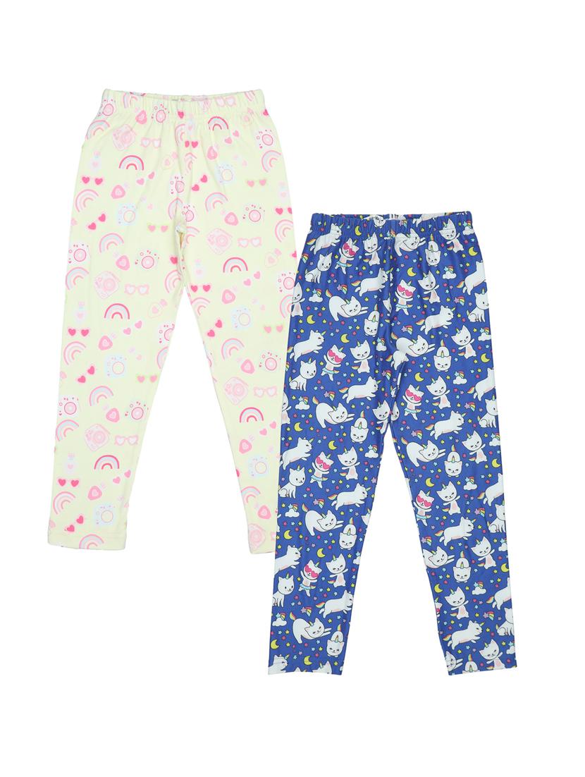 girls multicolored printed set of 2 leggings - 21370722 - Zoom Image - 0