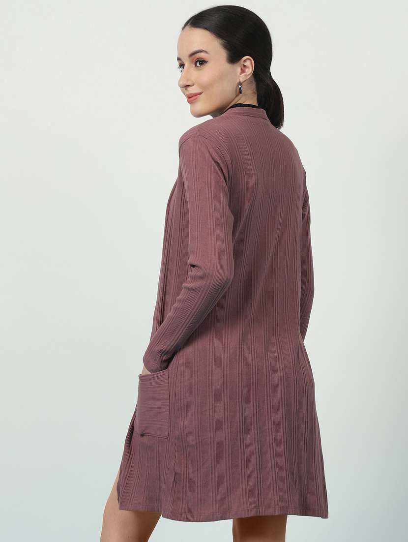 women solid long sleeves long shrug - 21370893 -  Standard Image - 3