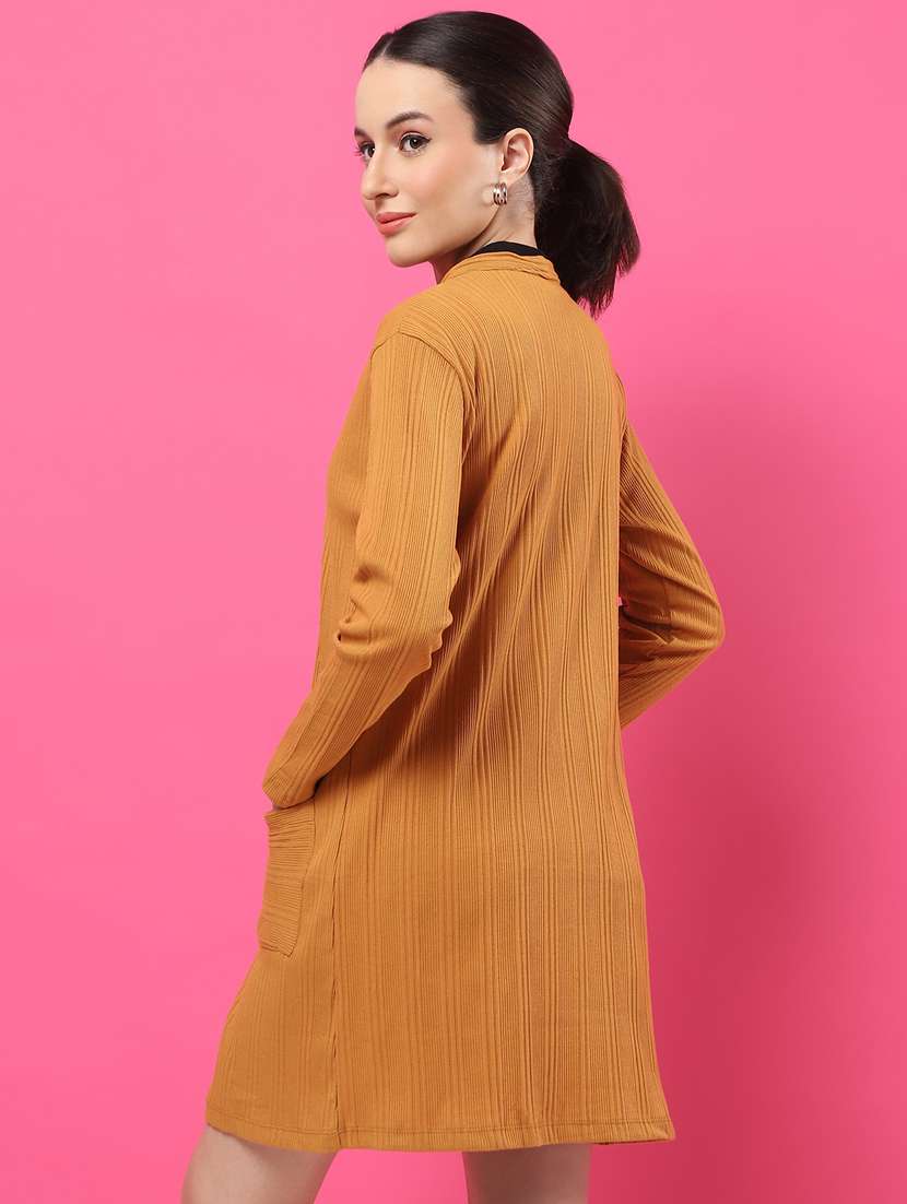 women solid long sleeves long shrug - 21370899 -  Standard Image - 3